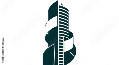 Abstract Geometric Skyscraper Design Representing Modern Architecture And Contemporary City