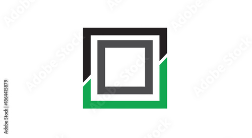 Abstract Geometric Square Design With Green, Black, And Grey Color Combination