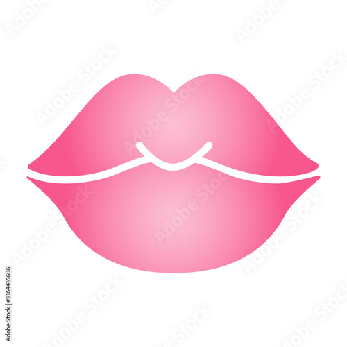Gradient Valentine's Day icon of romantic lips. Vibrant, editable filled gradient symbolizing love, kisses, passion, and beauty. Ideal for cards, apps, and festive branding.