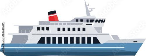 Ferry Boat Illustration for Water Transport and Travel Design