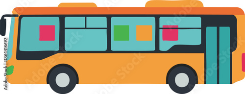 Vibrant Yellow Bus Illustration Public Transportation Icon