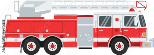 A Vibrant Illustration of a Red Firetruck Ready for Emergency Response