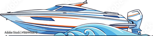 Sleek Motorboat Gliding on the Water A Vector Illustration of a Modern Recreational Boat