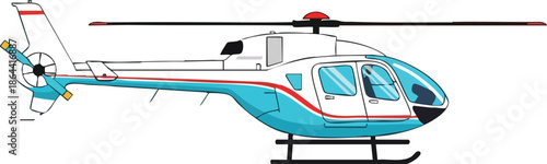 Vector Illustration of a Light Blue and White Helicopter