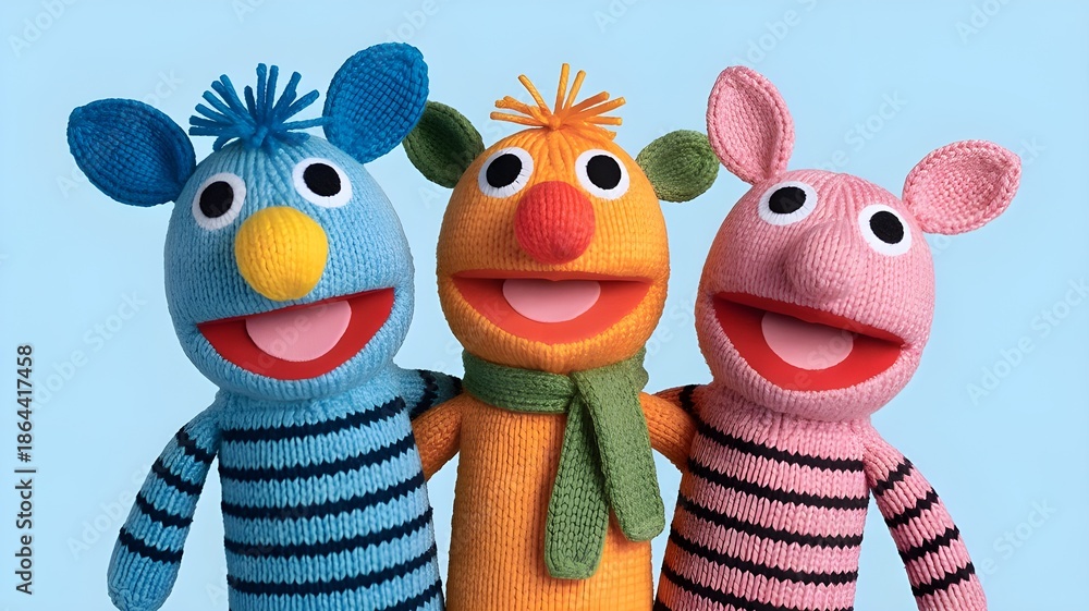 Fototapeta premium Playful sock puppet characters, creative and fun, National Sock Day celebration.