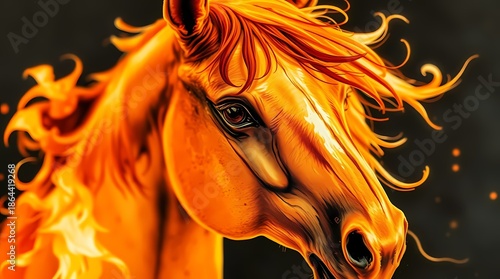 Illustration of a zodiac fire horse. Chinese New Year 2026.