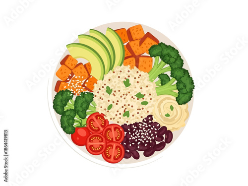 Healthy Bowl with Quinoa, Avocado, and Vegetables Nutritious Meal Idea