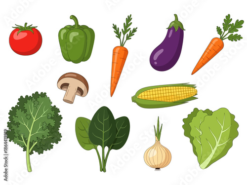 Fresh and Colorful Vegetable Medley Illustration for Healthy Eating