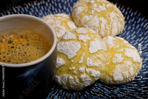 Homemade Soft Lemon Cookies Served With Coffee