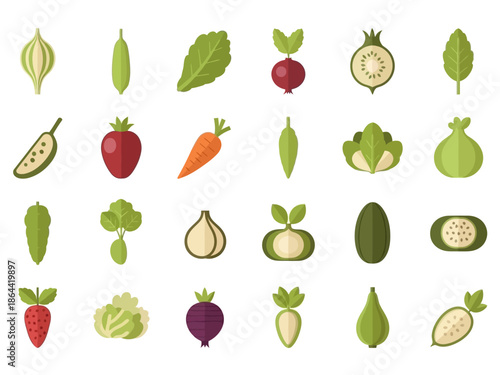Fresh Vegetables Colorful Vector Icons for Healthy Eating & Lifestyle