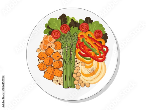 Plant-Based Wellness Bowl A Colorful Array of Fresh Vegetables and Healthy Ingredients