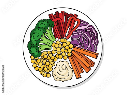 Healthy Colorful Salad Bowl Fresh Vegetables and Creamy Dressing