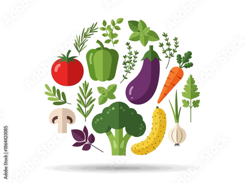 Colorful Circle of Fresh Vegetables Healthy Eating and Vegetarian Lifestyle Concept