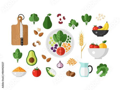 Vibrant Vegan Feast An Array of Colorful Plant-Based Ingredients for a Healthy Meal