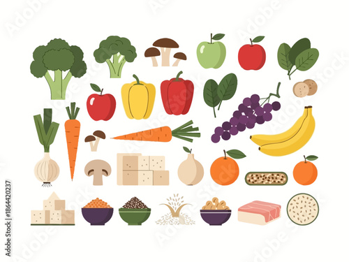 Colorful Vegan Food Selection for Healthy Eating