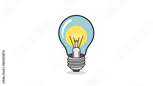 Simple Lit Light Bulb Illustration Symbolizing Innovation, Energy, and Solutions for Projects