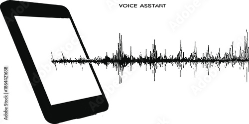 AI Voice Assistant Interacting with Smartphone, Displaying Digital Sound Waves for Smart Communication and Audio Recognition Technology