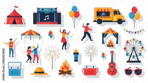 Collection of Outdoor Festival and Event Elements.