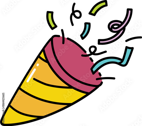 Party popper with outline illustration