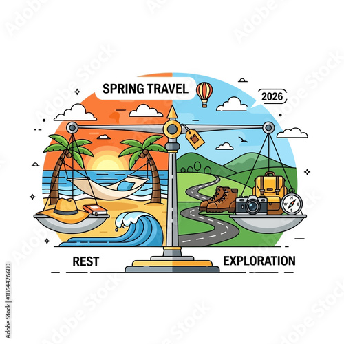 Spring Travel Balance: Rest vs. Exploration - Vacation Planning Concept