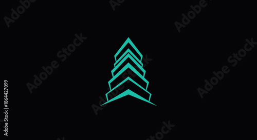 Abstract Geometric Structure: A Minimalist Design on a Black Backdrop