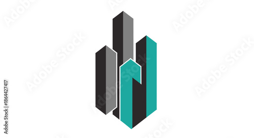 Abstract Geometric Stylized Illustration Of Skyscrapers For Modern City Branding