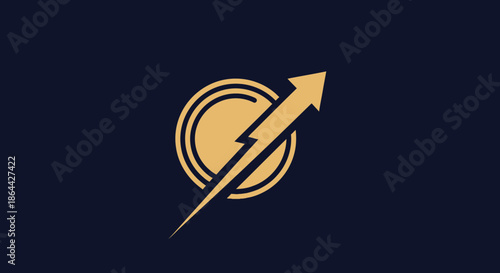 Abstract Gold Arrow Through a Circle Symbolizing Growth and Development