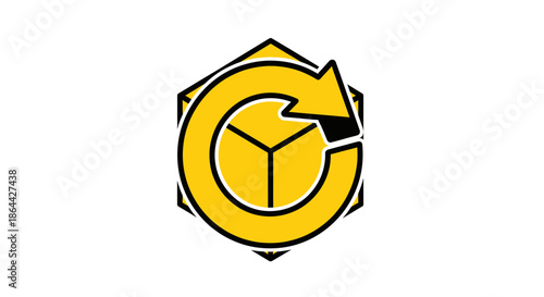 Abstract Geometric Symbol of Circular Flow and Modern Design Icon for Technology