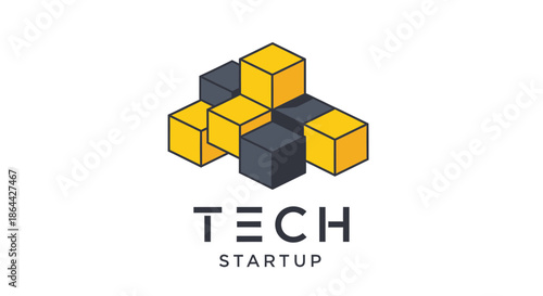 Abstract Geometric Tech Startup Logo Representing Innovation and Modern Digital Technology