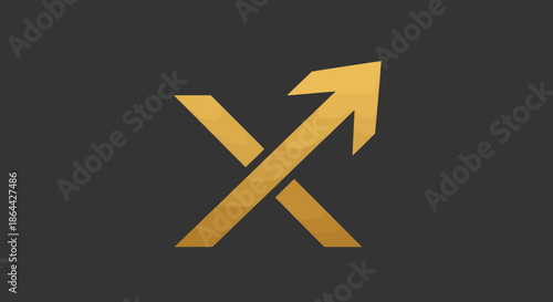 Abstract Golden Arrow Symbolizing Advancement, Success, And Strategic Vision