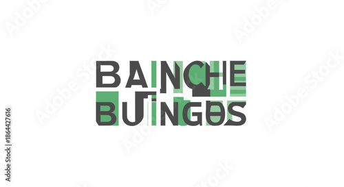 Abstract Graphic Design Featuring Green and Gray Text on a White Background