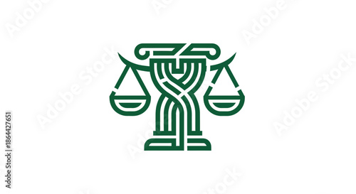 Abstract Graphic Design of Justice Balance With Lines on White Background