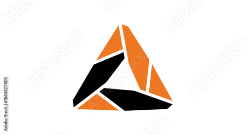 Abstract Geometric Triangle Logo With Modern Design Featuring Orange And Black Tones