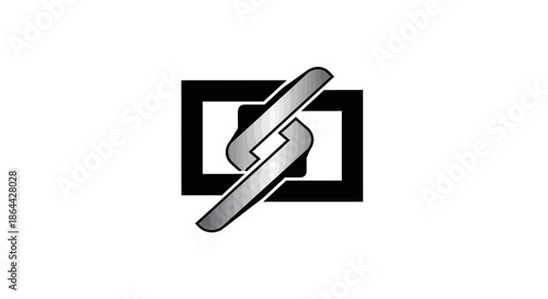 Abstract Graphic Presentation of Linked Elements Enclosed in Square Frame Design Template