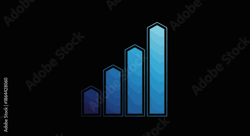 Abstract Graphic Representing Ascending Trends and Quantitative Data on Black Background