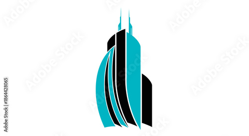 Abstract Graphic Representing a Modern Architecture Skyscraper Emblem Silhouette Design