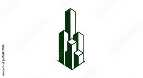 Abstract Graphic Representing Ascending Buildings and Architectural Growth Symbol