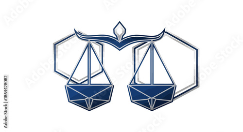 Abstract Graphic Representing Balance And Justice With Geometric Elements And Decorative Shapes