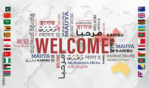 Принти на полотні Welcome in Different Languages