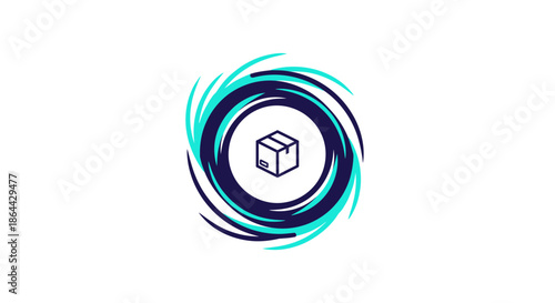 Abstract Graphic Representing Package Delivery and Global Shipping Logistics Concept