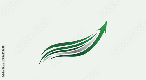 Abstract Growth Concept with Green Rising Arrow Symbolizing Progress and Development