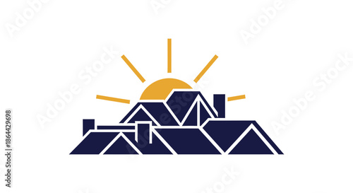 Abstract Home Design With Sunrise Symbolizing a Bright And Sunny Morning