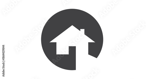 Abstract House Icon with a Circle Shape, Representing Home or Real Estate Concepts
