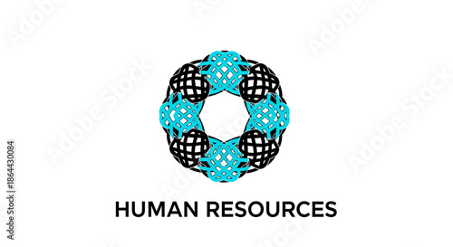 Abstract Human Resources Logo Depicting Teamwork and Interconnectedness on White Background