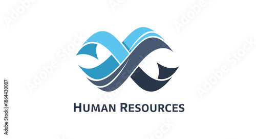Abstract Human Resources Logo Depicting Interconnected Systems and Corporate Relations