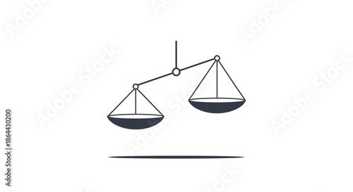 Abstract Illustration Depicting Justice Balance Scale Concept Symbol Minimalism.
