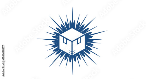 Abstract Illustration Of A Box With Energetic Burst, Delivery, And Conceptual Logistics