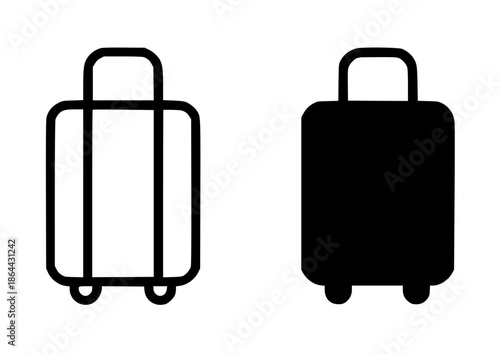 Suitcase illustration icon, outline and silhouette style