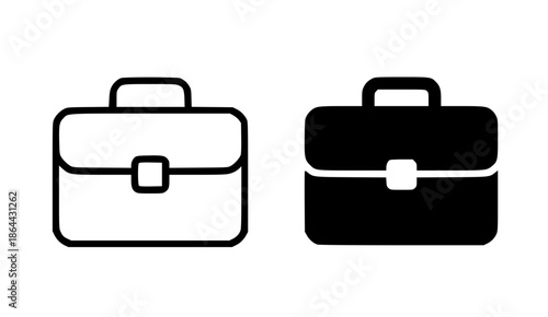 Briefcase illustration icon, outline and silhouette style