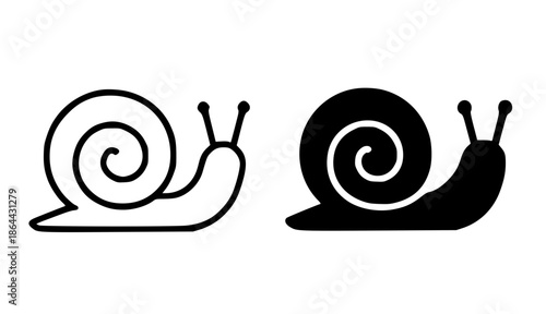Snail illustration icon, outline and silhouette style